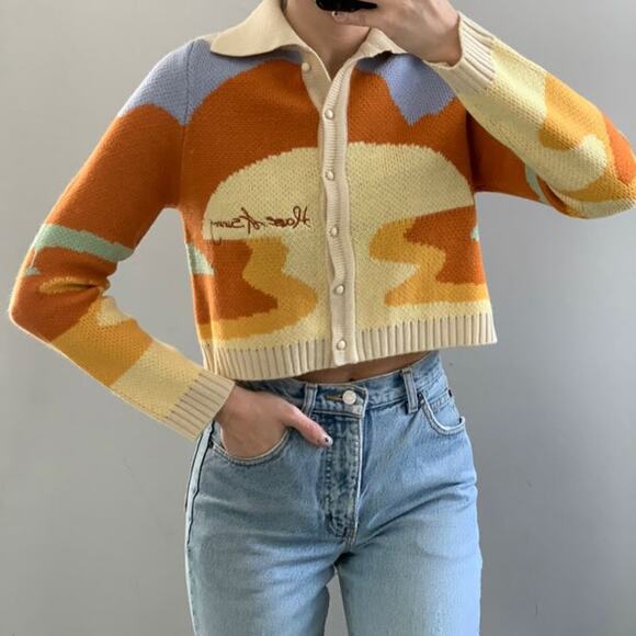 House of Sunny Sweaters - House of sunny colorful jacquard cardigan